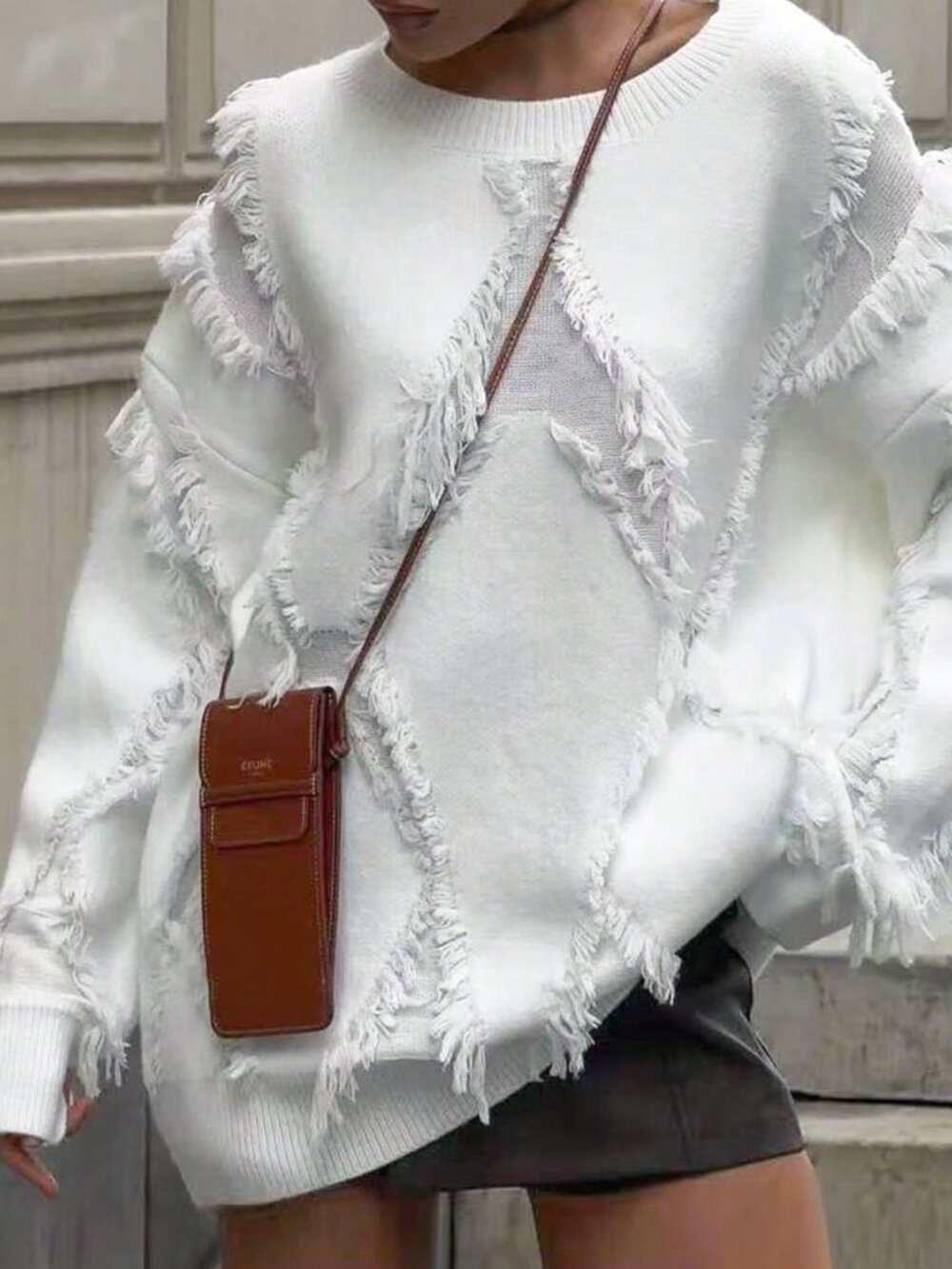 White Casual Women's Loose Knit Sweater